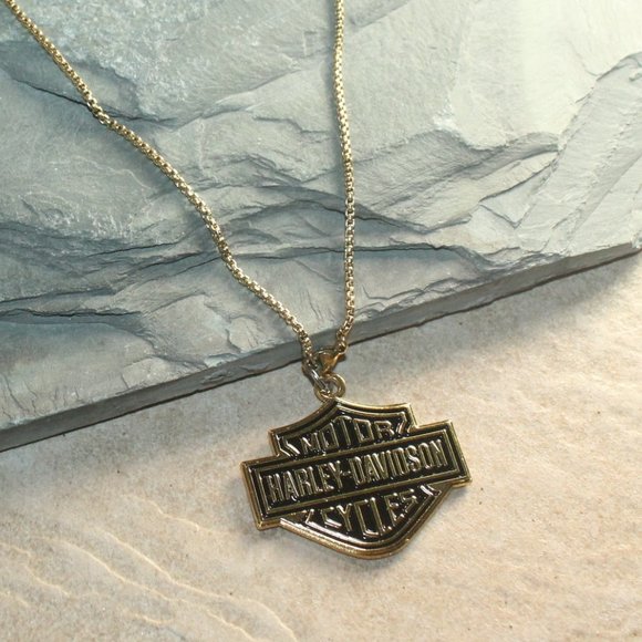 2 Pcs of HARLEY DAVIDSON Bar and Shield Meta Pendant Necklaces - Picture 6 of 11